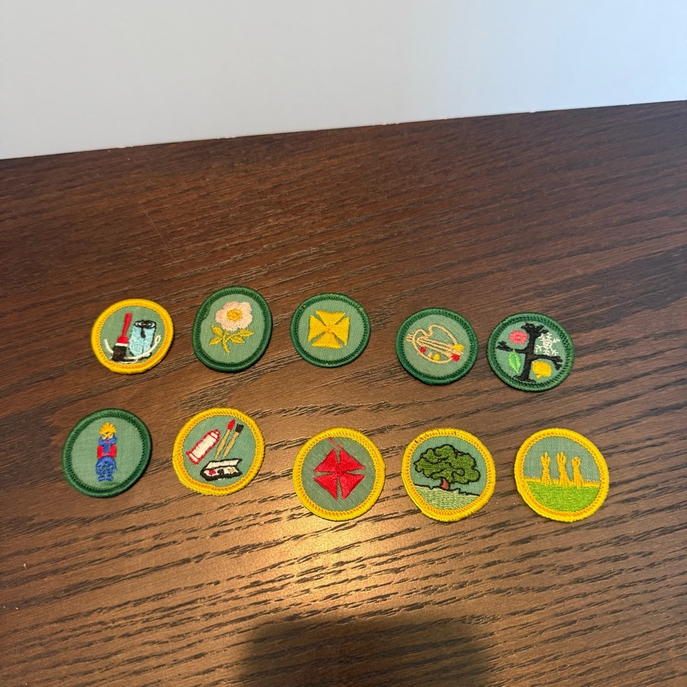 A Set Of 10 Vintage Girl Scouts‎ Badges Raging From 1963-1980